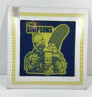 Vintage 1990s The Simpsons Glass Tile Carnival Prize Cardboard Frame Mirror