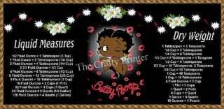 Betty Boop African American - Large Magnet With Handy Kitchen Conversion Chart