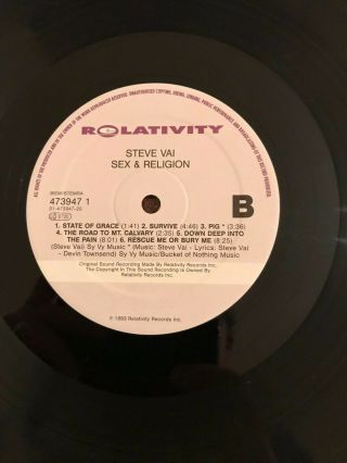 Steve Vai - Sex & Religion - 1993 Vinyl LP - Owned From,  1st Press. 3