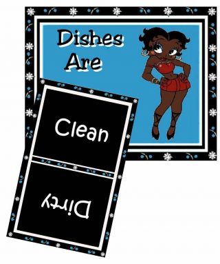 Betty Boop (african American 2) Dishwasher Magnet (clean/dirty) Ship