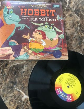 The Hobbit 1977 Disneyland 3819 Rankin Bass Animation Soundtrack Vinyl Lp Book