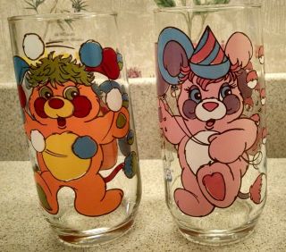 Set Of 2 Vintage Popples Drinking Glasses