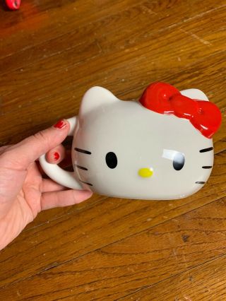 Hello Kitty Head With Red Bow Large 18 Oz Sculpted Ceramic Mug