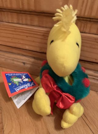 Woodstock Plush With Wreath Holiday Retired Hard To Find With Tags Peanuts Gang