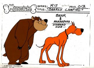Marmaduke Cartoon Production Hand Painted Bear Model Cel / Ruby - Spears 1981