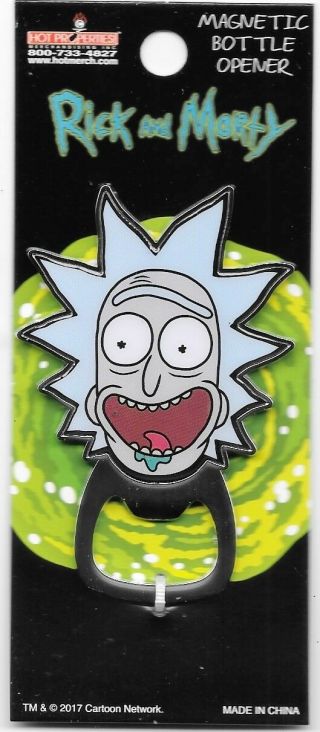 Rick And Morty Tv Series Ricks Face Colored Magnetic Metal Bottle Opener
