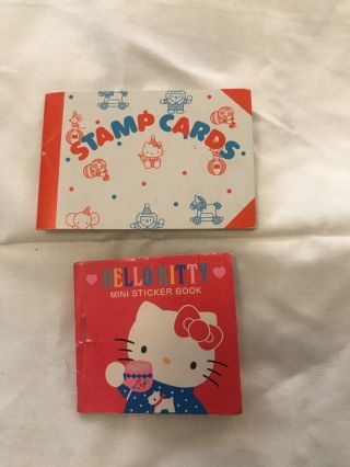 Vintage Hello Kitty Stamp Card Book And Mini Sticker Book Sanrio Co.