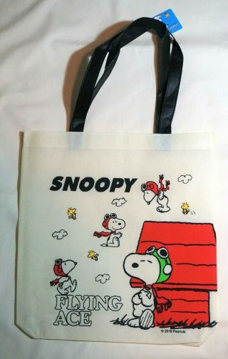 Authentic Japan Peanuts @2019 Snoopy Flying Ace Non Woven Tote Bag 14 " X 14 "