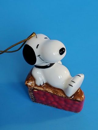 Vintage Peanuts Snoopy On Cherry Pie Christmas Ornament