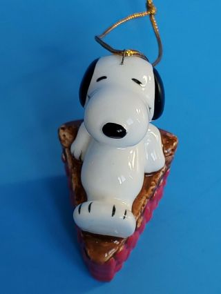 Vintage Peanuts SNOOPY on Cherry Pie Christmas Ornament 2