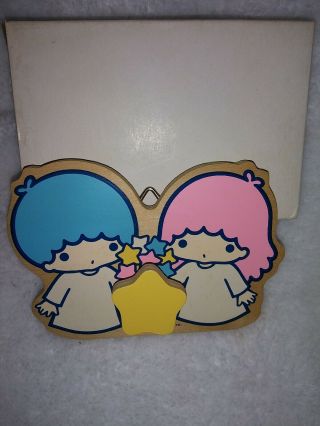Little Twin Stars Rare Vintage 1976 Wooden Wall Hanging Coat Plaque