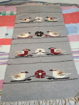 Wool Native American Indian Navajo Tree/life Pattern Bird Rug Blanket 24 X 54