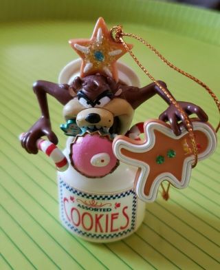 Looney Tunes Taz Tasmanian Devil In Cookie Jar Christmas Ornament