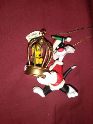 1995 Looney Tunes Christmas Ornament - Sylvester With Tweety In His Cage