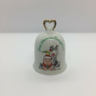 Vintage 1978 Ziggy By Tom Wilson Porcelain Christmas Bell God Bless Us Everyone