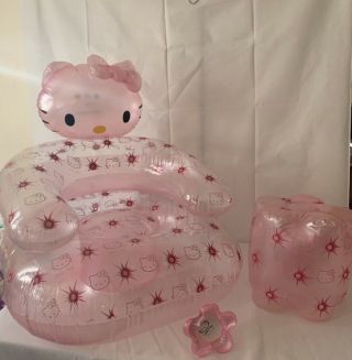 Hello Kitty Pink Inflatable Chair W/ Ottoman And Matching Mini Photo Frame 2005