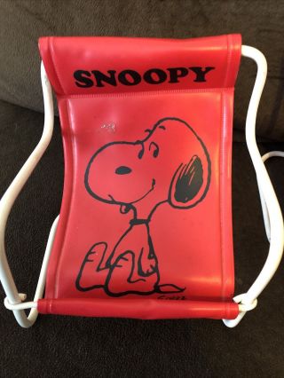 2 Vintage Snoopy Peanuts Red Wire Vinyl Sling Director Chair 1958 Doll Chair 2