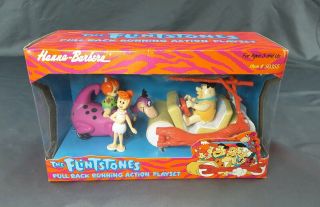 Vintage The Flintstones Pull Back Running Action Playset 50355