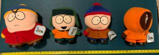 Rare Vintage 1998 South Park Large (up To 11”) Plush Set - Kenny Kyle Eric Stan
