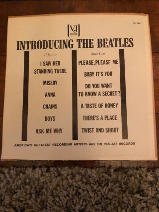 THE BEATLES Introducing.  RARE MONO Label Vee - Jay VJLP 1062 63 - 3402 / 3403 VG 3