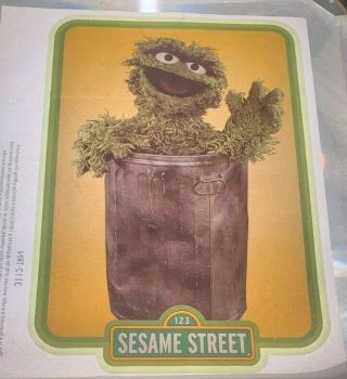 Sesame Street Oscar The Grouch Logo Iron On Heat Transfer 7 " X9 "