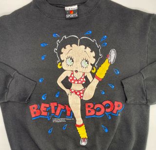 Vintage Betty Boop Sweatshirt 1993 King Features Syndicate Aerobics Retro 90s L