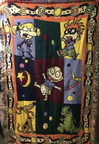 Rugrats Tapestry\throw Blanket & 2 Rugrats Vhs Videos Northwest Company Vintage