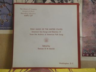 Folk Music Of The United States Sea Songs Shanties Duncan B M Emrich Lp Aafs L27