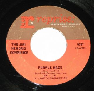 Jimi Hendrix Experience 7 " 45 Hear Purple Haze Reprise 0597 The Wind Cries Mary
