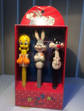 1993 Looney Tunes Pens Tweety,  Bugs Bunny & Sylvester Jn Package