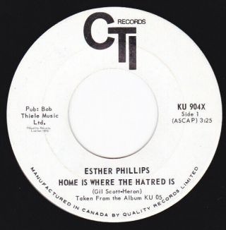 Soul Funk 45 - Esther Phillips - Home Is Where The Hatred Is / Til My Back Ain 