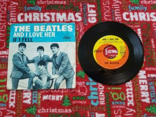 The Beatles 45 Record And I Love Her,  Capitol 1964 Picture Sleeve