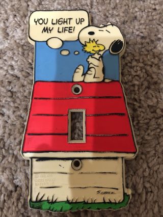Vtg 1965 Peanuts Snoopy Woodstock Single Light Switch Cover You Light Up My Life