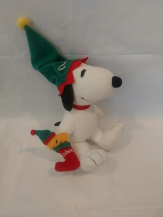 Whitmans Snoopy Woodstock Christmas Plush 7 " Stuffed Animal Toy