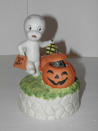 Casper The Friendly Ghost Ceramic Music Box Cat And Halloween Jol - See Video