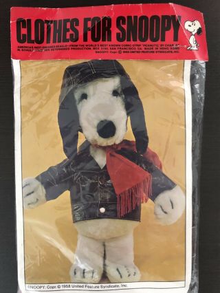Vintage Clothes For Snoopy 1958 Red Baron " Leather " Jacket,  Hat,  Scarf Rare