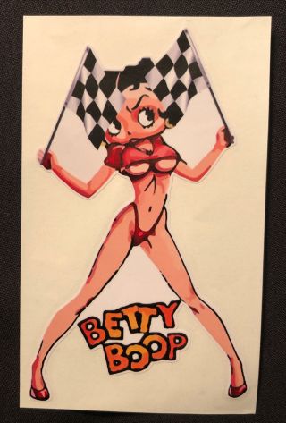 Betty Boop Sticker “show Me Sexy Checked Flag” 3 1/4 X 5”￼ Hot Top Betty