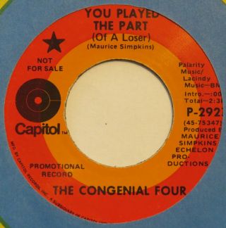 Congenial Four You Played The Part Capitol 45 Sweet Soul Northern Hear