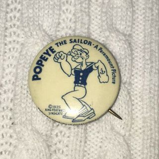 Antique Popeye The Sailor Man A Paramount Picture 1936 Advertising Vintage Pin