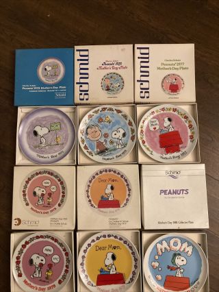 6x Snoopy Peanuts Vintage Mothers Day Plate 1973 1976 1977 1978 1979 1981