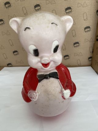 Vintage Porky Pig Roly Poly Musical Toy