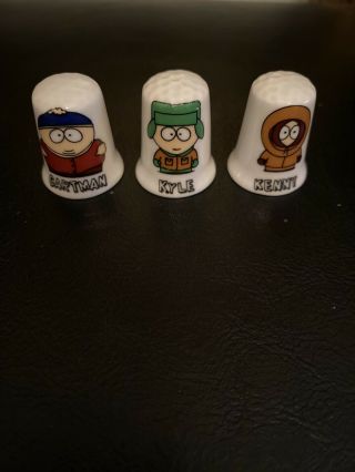 3 South Park Cartman Kyle Kenny Fine Bone China Collectible Thimbles