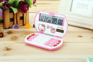 1PC Cute Pink Hello Kitty Mini Portable Function Calculator 12 Digital Gift 2