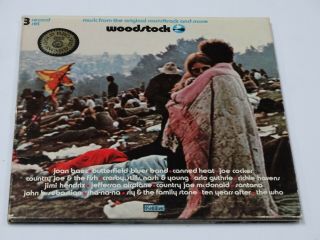 1970 Woodstock Music From The Soundtrack Lp 3 Record Set Sd3 - 500