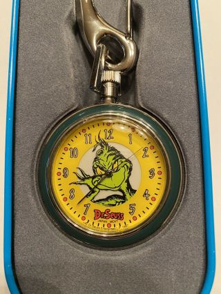 Vintage Dr.  Seuss Grinch Pocket Watch How The Grinch Stole Christmas Watch Tin