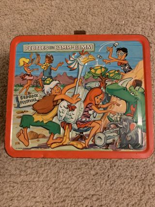 Vintage 1971 Pebbles And Bam Bam Lunchbox Flintstones Hanna Barbera