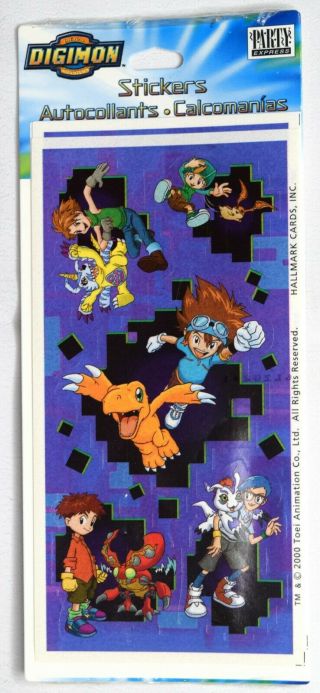 Vintage 2000 Digimon Digital Monsters Sticker Sheets Hallmark Agumon Tai Anime