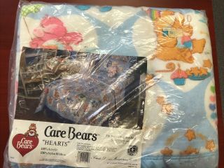 Vintage Care Bears Acrylic Blanket Twin Full In Non Opened Package Hearts