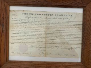 John Quincy Adams Hand Signed 1825 Land Grant Autograph