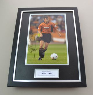 Denis Irwin Signed Photo Framed 16x12 Wolves Autograph Memorabilia Display,